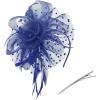 imageZando Fascinators for Women Tea Party Hat Kentucky Derby Hats Flower Mesh Feathers Headband Headwear Hair Clip for GirlsNavy Blue