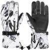 imageZando Snow Gloves for Boys Girls Winter Waterproof Gloves Women Men Ski Gloves for Kids Warm Windpoof GlovesBlackGrey Flower