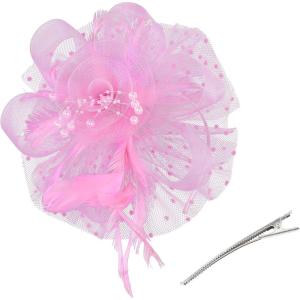 imageZando Fascinators for Women Tea Party Hat Kentucky Derby Hats Flower Mesh Feathers Headband Headwear Hair Clip for GirlsPink