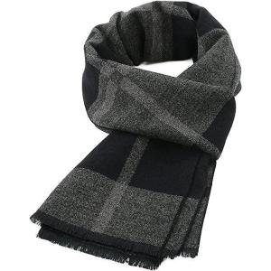imageZando Men Winter Scarf Soft Scarves Cashmere Scarf for Winter Neck Scarf Cold Weather Scarves Warm Scarf Scarves BulkBlack  Grey Plaid