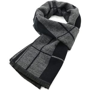 imageZando Men Winter Scarf Soft Scarves Cashmere Scarf for Winter Neck Scarf Cold Weather Scarves Warm Scarf Scarves BulkBlack  Grey Stripes