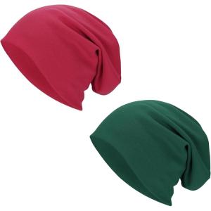 imageZando Mens Beanie Cotton Beanies Slouchy Beanie Lightweight Hip Hop Dwarf Hat Skull Cap Running Hat Beanie Hat for WomenRed  Green