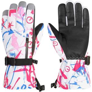 imageZando Snow Gloves for Boys Girls Winter Waterproof Gloves Women Men Ski Gloves for Kids Warm Windpoof GlovesRosy Red