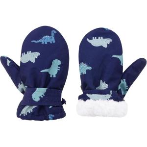 imageZando Toddler Mittens Waterproof Snow Gloves Lined Kids Glove Baby Mittens Winter Warm Fleece Gloves01 Blue Dinosaur