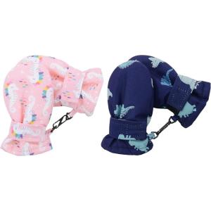 imageZando Toddler Mittens Waterproof Snow Gloves Lined Kids Glove Baby Mittens Winter Warm Fleece Gloves02 Blue Dinosaur  Pink Hippo