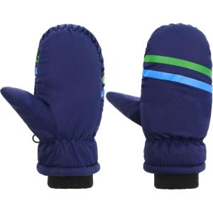 imageZando Toddler Mittens Waterproof Snow Gloves Lined Kids Glove Baby Mittens Winter Warm Fleece Gloves03 Navy Stripe