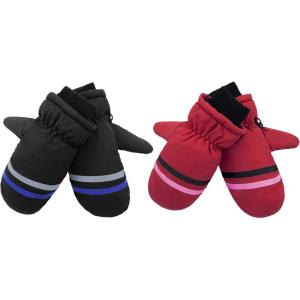 imageZando Toddler Mittens Waterproof Snow Gloves Lined Kids Glove Baby Mittens Winter Warm Fleece Gloves04 Red  Black
