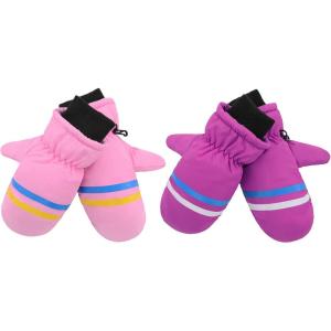 imageZando Toddler Mittens Waterproof Snow Gloves Lined Kids Glove Baby Mittens Winter Warm Fleece Gloves04 Rose Red  Pink