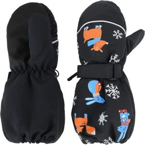 imageZando Toddler Mittens Waterproof Snow Gloves Lined Kids Glove Baby Mittens Winter Warm Fleece Gloves05 Snow in Black