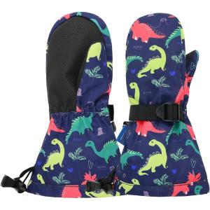 imageZando Toddler Mittens for Kids Winter Mittens Waterproof Ski Mittens Girls Snow Gloves Warm Kids Mittens for Toddler BoyB Dinosaur