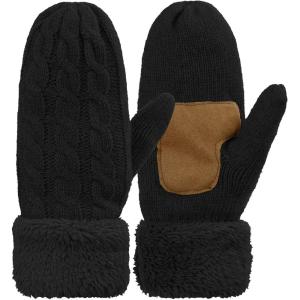 imageZando Winter Warm Mittens for Women Thick Knitted Mittens Gloves Soft Lining Mittens Cold Weather Accessories GiftsA Black