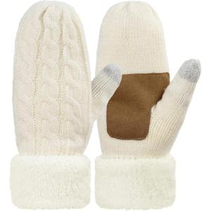 imageZando Winter Warm Mittens for Women Thick Knitted Mittens Gloves Soft Lining Mittens Cold Weather Accessories GiftsA White