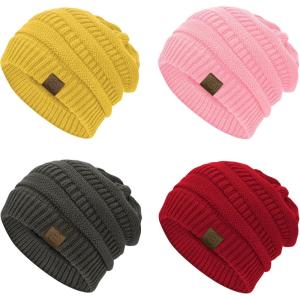 imageZando Womens Beanie Hats for Women Slouchy Beanie Warm Winter Beanie for Women Thick Knit Womens Beanie Cozy Slouchy Hat4 Ginger Yellowlight Pinkarmy Greenred