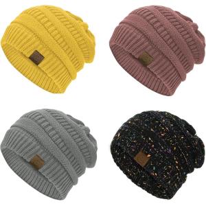 imageZando Womens Beanie Hats for Women Slouchy Beanie Warm Winter Beanie for Women Thick Knit Womens Beanie Cozy Slouchy Hat4 Ginger Yellowskin Pinklight Greyblack Yarn