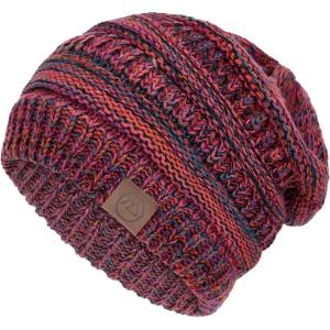 imageZando Womens Beanie Hats for Women Slouchy Beanie Warm Winter Beanie for Women Thick Knit Womens Beanie Cozy Slouchy HatPurple Colored Yarn