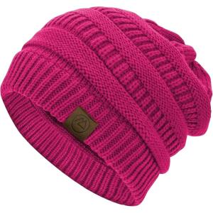 imageZando Womens Beanie Hats for Women Slouchy Beanie Warm Winter Beanie for Women Thick Knit Womens Beanie Cozy Slouchy HatRose Red
