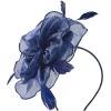 imageZando Fascinators Hats for Women Tea Party Hat Ribbons Feathers Kentucky Derby Hat Headband 20s Cocktail Headpiece Hair ClipFloral Navy
