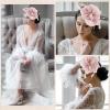 imageZando Fascinators Hats for Women Tea Party Hat Ribbons Feathers Kentucky Derby Hat Headband 20s Cocktail Headpiece Hair ClipFloral Navy