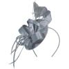 imageZando Fascinators Hats for Women Tea Party Hat Ribbons Feathers Kentucky Derby Hat Headband 20s Cocktail Headpiece Hair ClipRibbon Silver Gray
