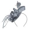 imageZando Fascinators Hats for Women Tea Party Hat Ribbons Feathers Kentucky Derby Hat Headband 20s Cocktail Headpiece Hair ClipRibbon Silver Gray