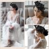 imageZando Fascinators Hats for Women Tea Party Hat Ribbons Feathers Kentucky Derby Hat Headband 20s Cocktail Headpiece Hair ClipRibbon Silver Gray