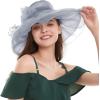 imageZando Kentucky Derby Hats for Women Church Hats for Women Organza Victorian Hat Fancy Tea Party Hats Wedding FascinatorGrey