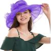 imageZando Kentucky Derby Hats for Women Church Hats for Women Organza Victorian Hat Fancy Tea Party Hats Wedding FascinatorPurple