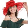 imageZando Kentucky Derby Hats for Women Church Hats for Women Organza Victorian Hat Fancy Tea Party Hats Wedding FascinatorRed