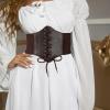 imageZando Lace up Pirate Corset Belt for Women Vintage Renaissance Waist Belt Elastic Belt for Daily Cosplay Halloween CostumeCoffee