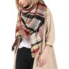 imageZando Plaid Blanket Thick Winter Scarf Tartan Chunky Wrap Oversized Shawl Cape ScarvesA Pink Plaid Scarf