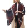 imageZando Plaid Blanket Thick Winter Scarf Tartan Chunky Wrap Oversized Shawl Cape ScarvesD Burgundy Purple Blanket