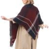imageZando Plaid Blanket Thick Winter Scarf Tartan Chunky Wrap Oversized Shawl Cape ScarvesD Burgundy Purple Blanket