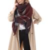 imageZando Plaid Blanket Thick Winter Scarf Tartan Chunky Wrap Oversized Shawl Cape ScarvesD Burgundy Purple Blanket