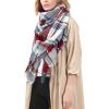 imageZando Plaid Blanket Thick Winter Scarf Tartan Chunky Wrap Oversized Shawl Cape ScarvesD Fuchsia Scarfs