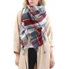 imageZando Plaid Blanket Thick Winter Scarf Tartan Chunky Wrap Oversized Shawl Cape ScarvesD Fuchsia Scarfs