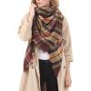 imageZando Plaid Blanket Thick Winter Scarf Tartan Chunky Wrap Oversized Shawl Cape ScarvesE Coffee Fall Scarf