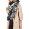 imageZando Plaid Blanket Thick Winter Scarf Tartan Chunky Wrap Oversized Shawl Cape ScarvesG White Black Scarf