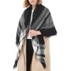 imageZando Plaid Blanket Thick Winter Scarf Tartan Chunky Wrap Oversized Shawl Cape ScarvesG White Black Scarf