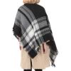 imageZando Plaid Blanket Thick Winter Scarf Tartan Chunky Wrap Oversized Shawl Cape ScarvesG White Black Scarf