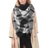 imageZando Plaid Blanket Thick Winter Scarf Tartan Chunky Wrap Oversized Shawl Cape ScarvesG White Black Scarf