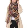 imageZando Plaid Blanket Thick Winter Scarf Tartan Chunky Wrap Oversized Shawl Cape ScarvesH Coffee Fashion Scarf