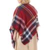 imageZando Plaid Blanket Thick Winter Scarf Tartan Chunky Wrap Oversized Shawl Cape ScarvesI Dark Red Cape