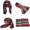 imageZando Plaid Blanket Thick Winter Scarf Tartan Chunky Wrap Oversized Shawl Cape ScarvesI Dark Red Cape