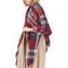 imageZando Plaid Blanket Thick Winter Scarf Tartan Chunky Wrap Oversized Shawl Cape ScarvesI Dark Red Cape