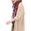 imageZando Plaid Blanket Thick Winter Scarf Tartan Chunky Wrap Oversized Shawl Cape ScarvesI Dark Red Cape
