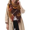 imageZando Plaid Blanket Thick Winter Scarf Tartan Chunky Wrap Oversized Shawl Cape ScarvesM Brown Blanket
