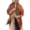 imageZando Plaid Blanket Thick Winter Scarf Tartan Chunky Wrap Oversized Shawl Cape ScarvesM Brown Blanket