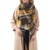 imageZando Plaid Blanket Thick Winter Scarf Tartan Chunky Wrap Oversized Shawl Cape ScarvesO Yellow Green Scarf
