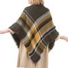 imageZando Plaid Blanket Thick Winter Scarf Tartan Chunky Wrap Oversized Shawl Cape ScarvesO Yellow Green Scarf
