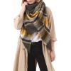 imageZando Plaid Blanket Thick Winter Scarf Tartan Chunky Wrap Oversized Shawl Cape ScarvesO Yellow Green Scarf